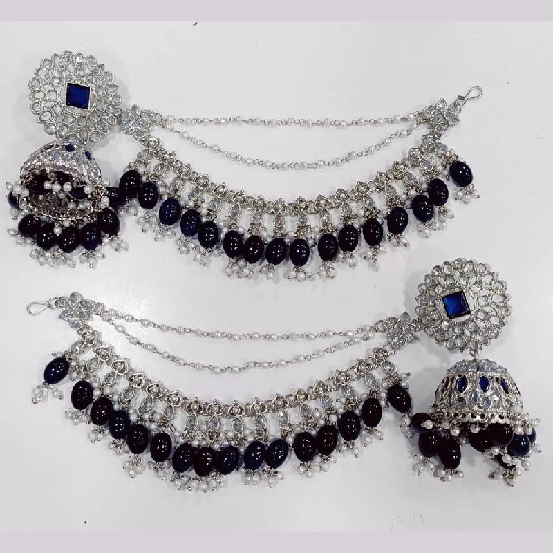 women’s sparkling drop earrings-JCM  Silver Crystal Stone And Pearls Jhumki