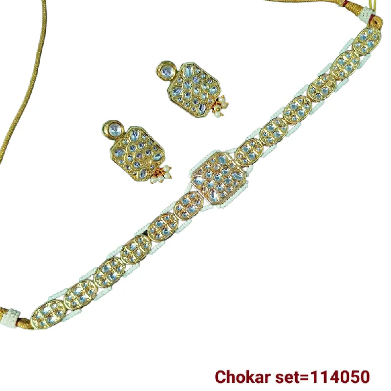 women’s crystal pendant necklaces-Padmawati Bangles Kundan Stone Gold Plated Necklace Set