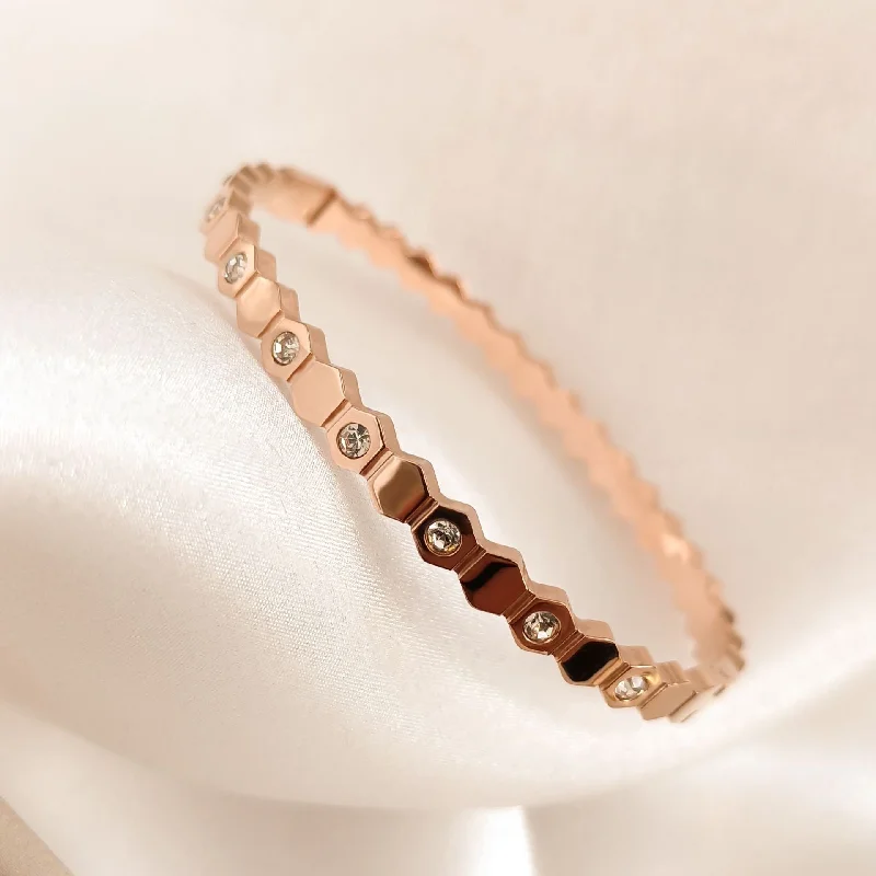 Rose Gold-Honeycomb Bracelet with Diamond