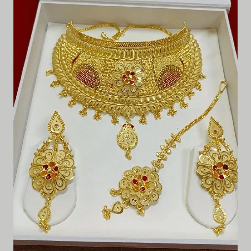 women’s double-layer necklaces-Pari Art Jewellery Forming Gold Necklace Set