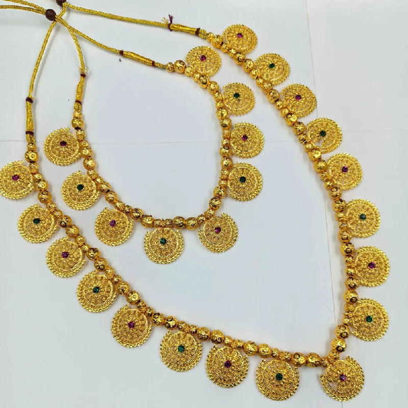 women’s custom design necklaces-Manisha Jewellery Gold Plated Pota Stone Necklace Combo