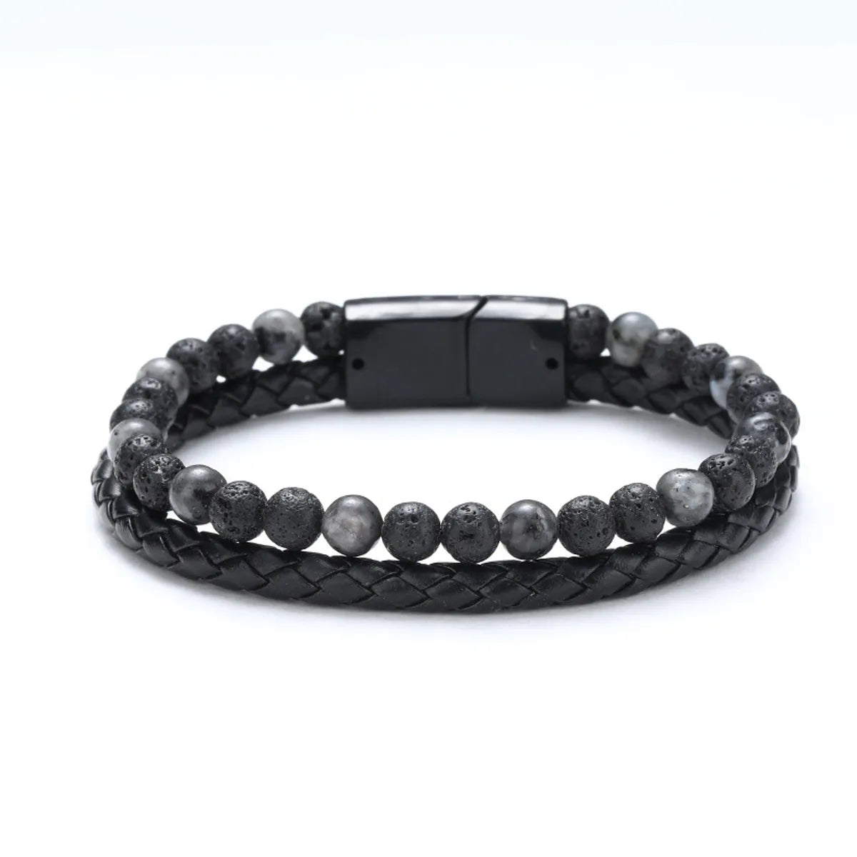 Genuine Leather Black Flash Double Layer Bracelet 20cm