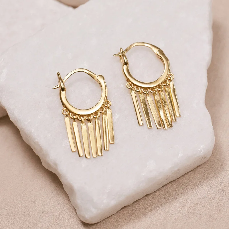 women’s fashion earrings-Fringe Huggies