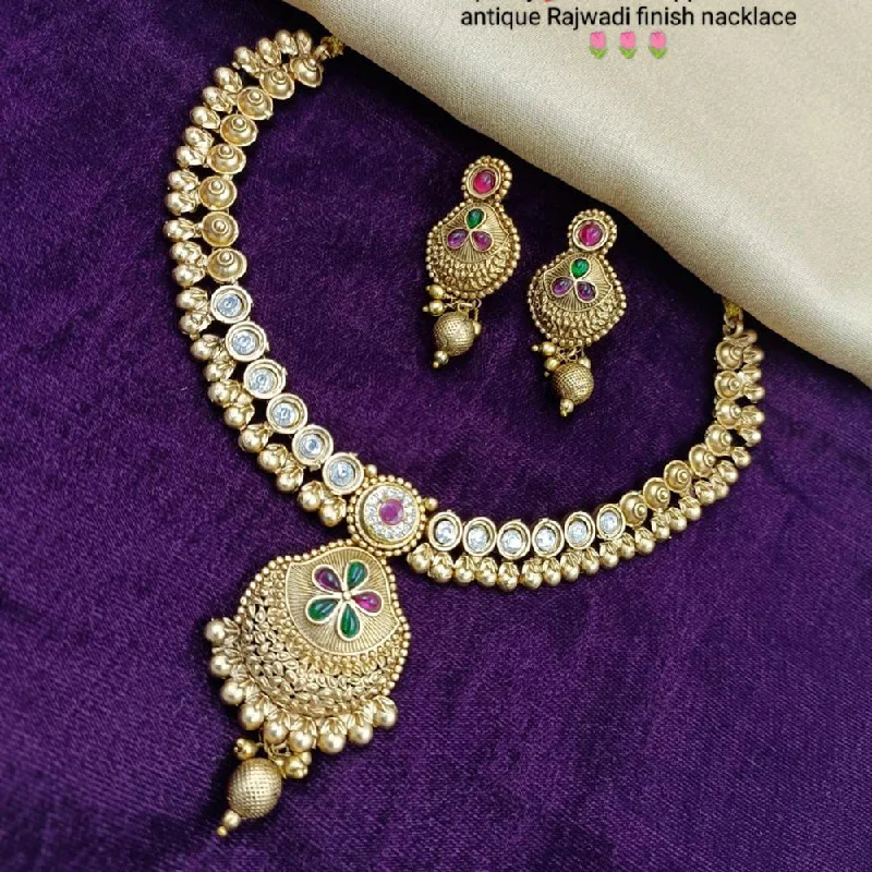 women’s trendy choker necklaces-Manisha Jewellery Gold Plated Traditional Necklace Set