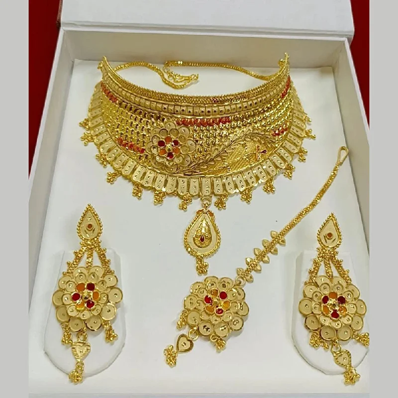 women’s shiny necklaces-Pari Art Jewellery Forming Gold Necklace Set