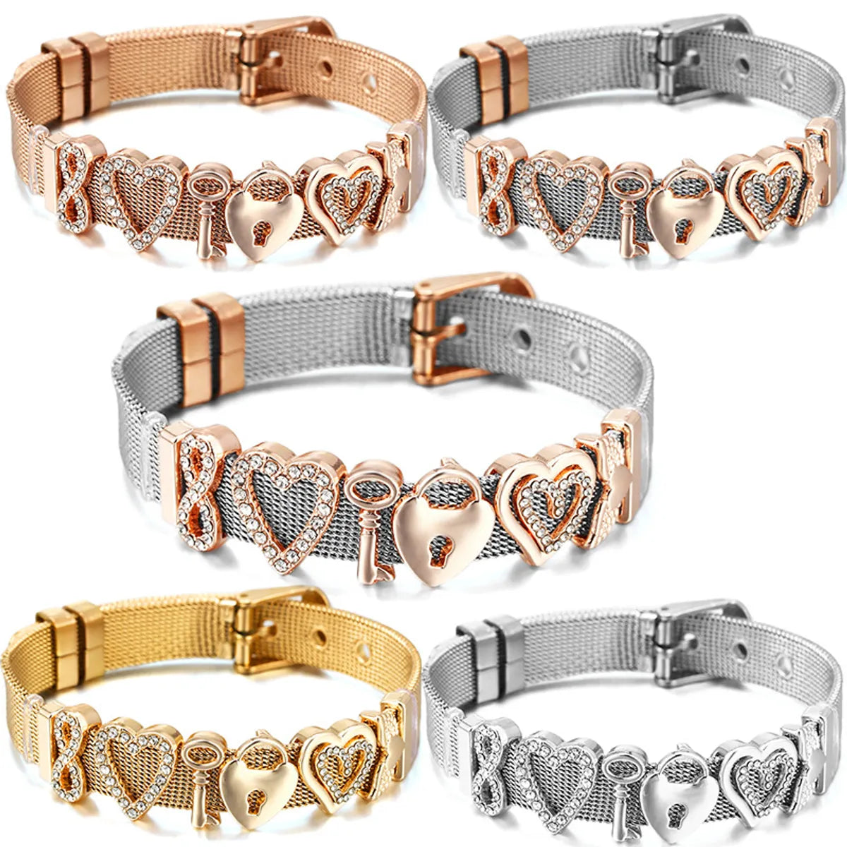 women’s romantic bangles-Simple Style Heart Shape 304 Stainless Steel Alloy Wholesale Bangle