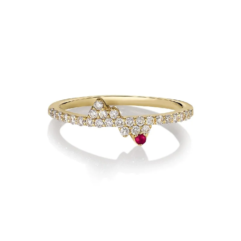 women’s amethyst rings-Maria 14K Gold Ring w. Ruby & Diamonds