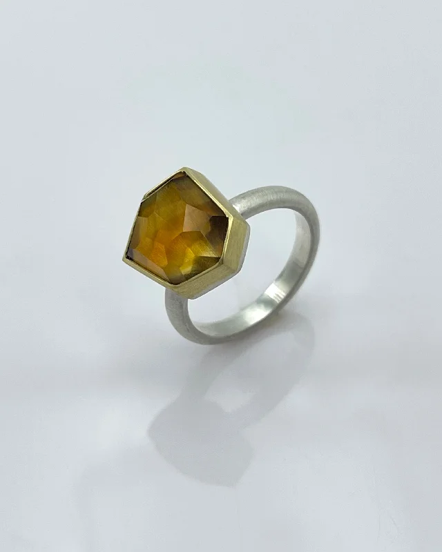 women’s unique rings-Heather Guidero Rose Cut Citrine Ring