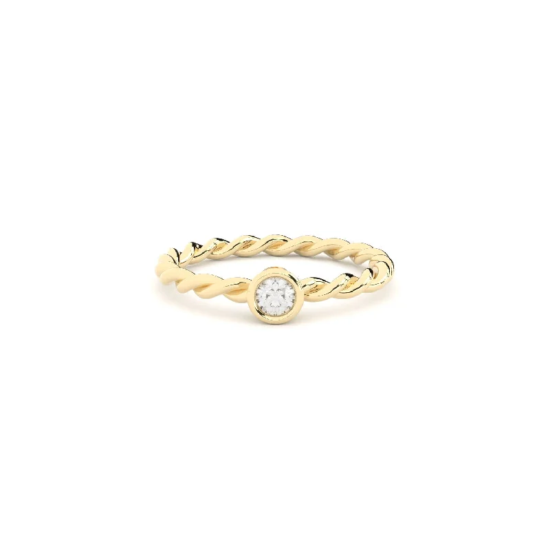 women’s open rings-Becoming Twisted 18K Gold Ring w. Lab-Grown Diamond