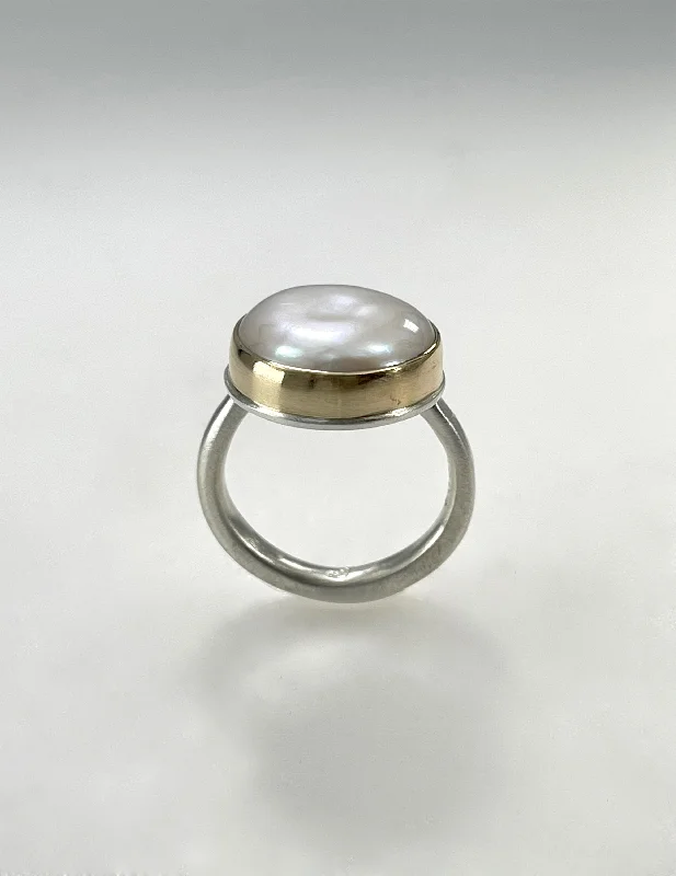 women’s wedding band rings-Jamie Joseph White Pearl Ring