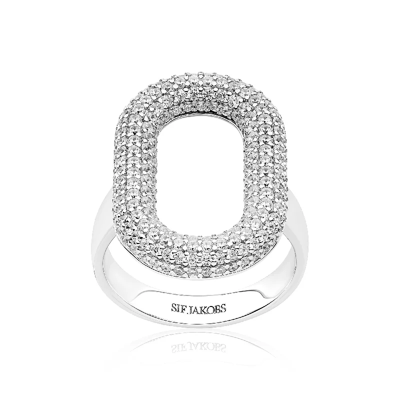 women’s aquamarine rings-Capri Silver Ring w. Zirconia