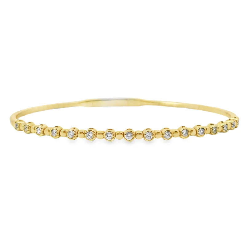 women’s diamond bangles-Alternating Bezel and Gold Diamond Bangle Bracelet