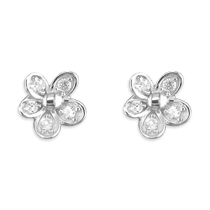 women’s gold hoop and stud earrings-Cubic Zirconia Daisy Studs