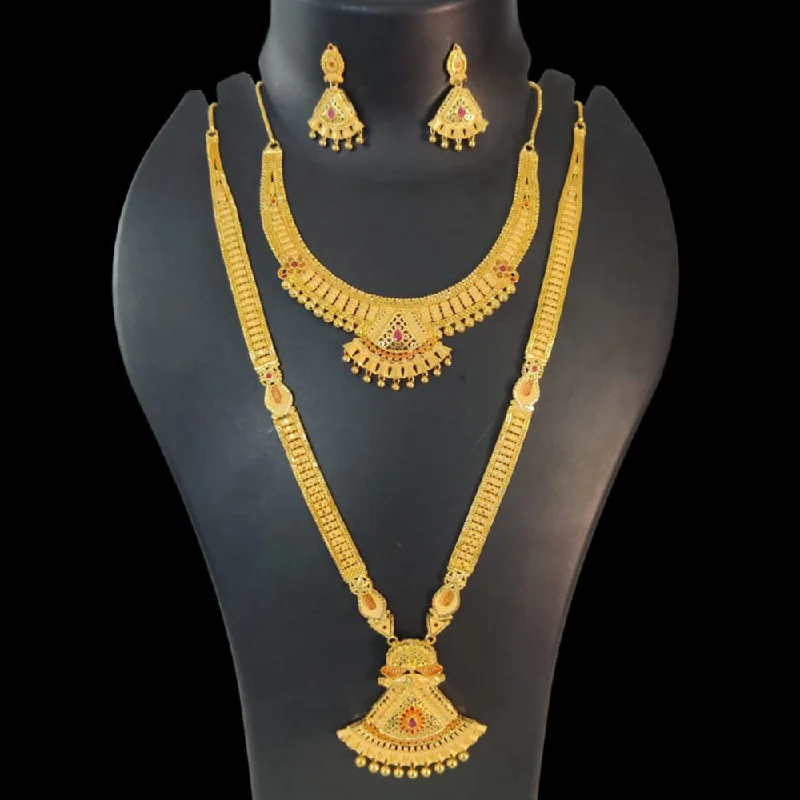 women’s vintage gemstone necklaces-Pari Art Jewellery Forming Gold Necklace Combo