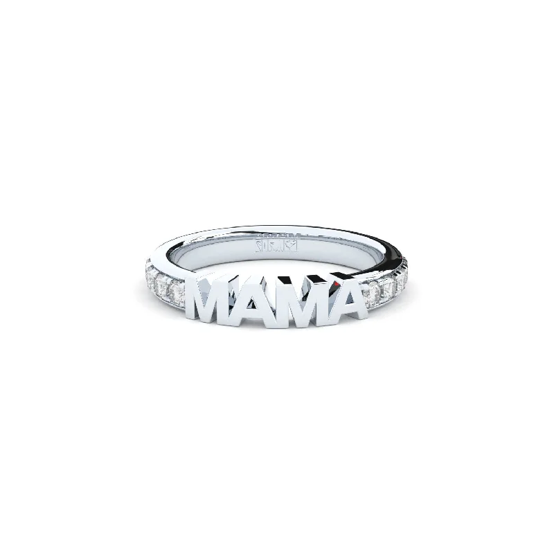 women’s wedding rings-Becoming Luxury Eternity Mama 14K White Gold Ring w. Lab-Grown Diamonds