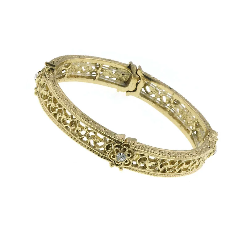 women’s fashion bangle bracelets-1928 Jewelry Crystal Filigree Stretch Bracelet