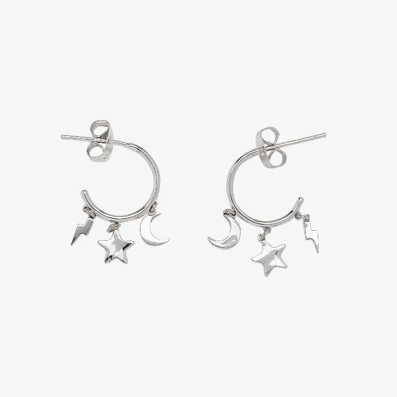 women’s hoop earrings-Celestial Charms Huggies