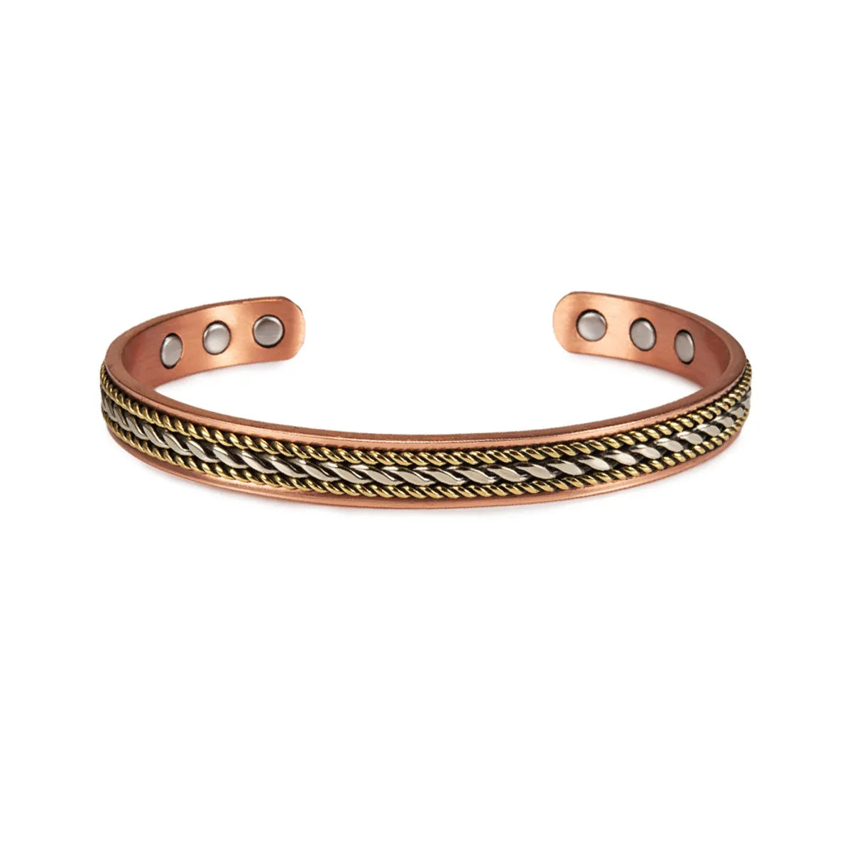 women’s luxury bracelets-Retro Geometric Magnetic Material Copper Magnetic Men'S Bangle