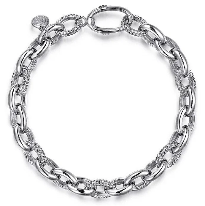 women’s gemstone bracelets-Gabriel Sterling Silver Bujukan Link Chain Tennis Bracelet