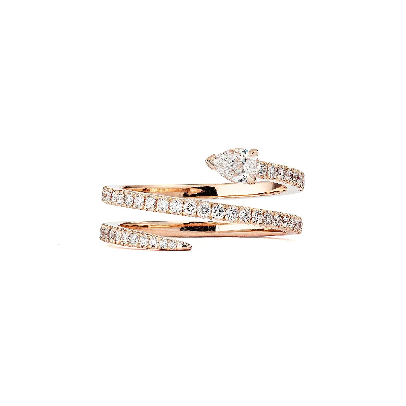 women’s handmade rings-Drop Spin 18K Rosegold Ring w. Diamonds