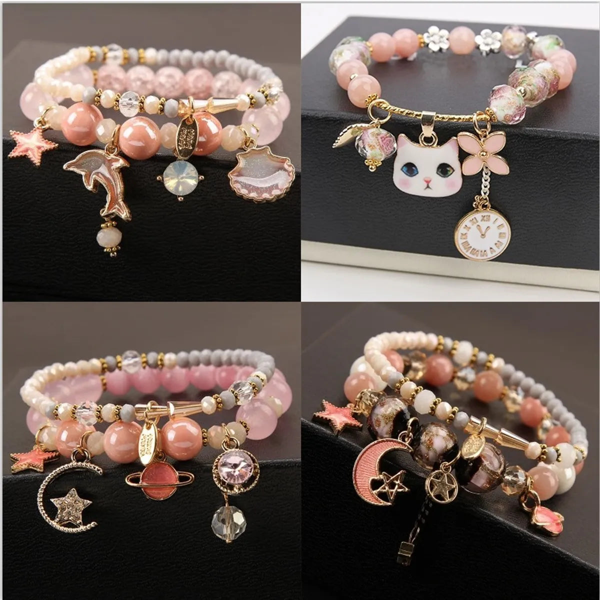 women’s statement bangles-Fashion Flower Crystal Beaded Women'S Bracelets 1 Piece