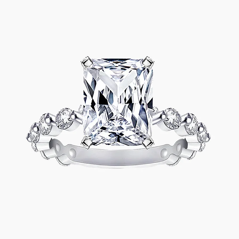 women’s floral engagement rings-Radiant Cut Cubic Zirconia Wedding Ring