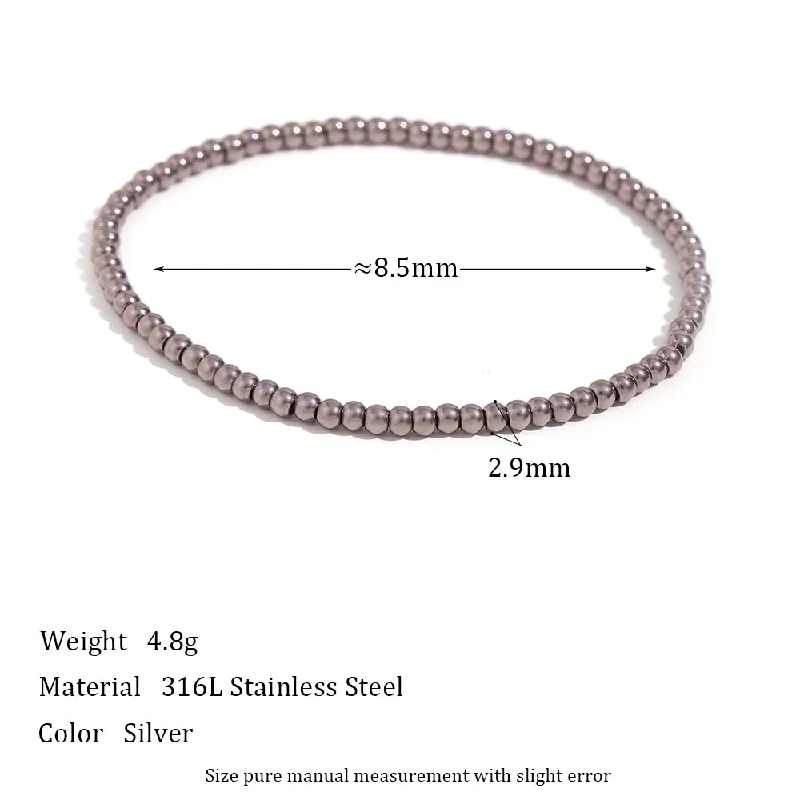 Elastic Bead Bracelet-Silver-3mm