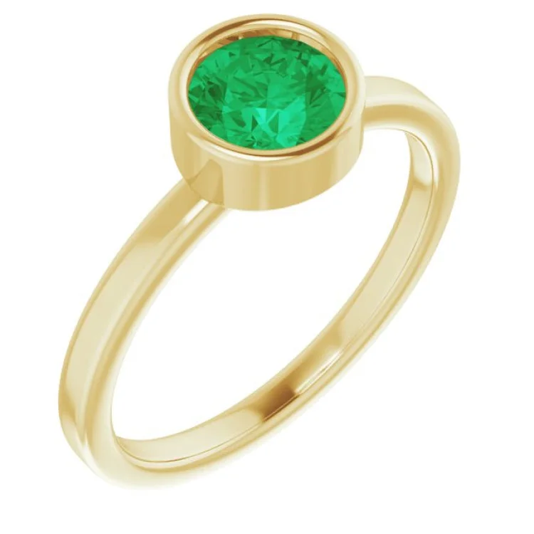 women’s mixed-metal rings-14K Yellow 6 mm Natural Emerald Ring