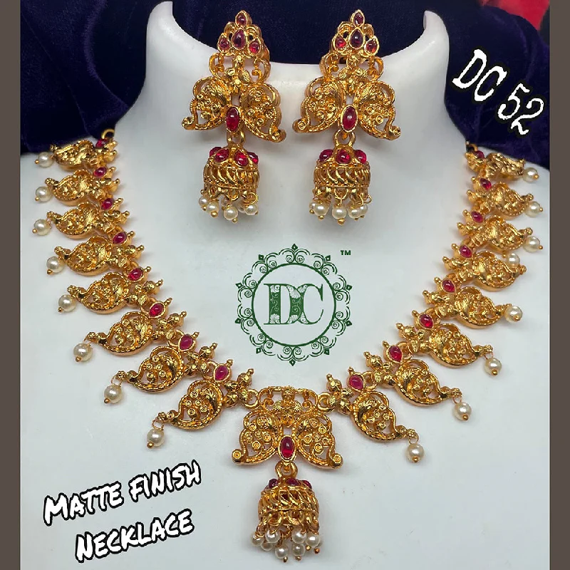 women’s unique necklaces-Diksha Collection Gold Plated Pota Stone Necklace Set