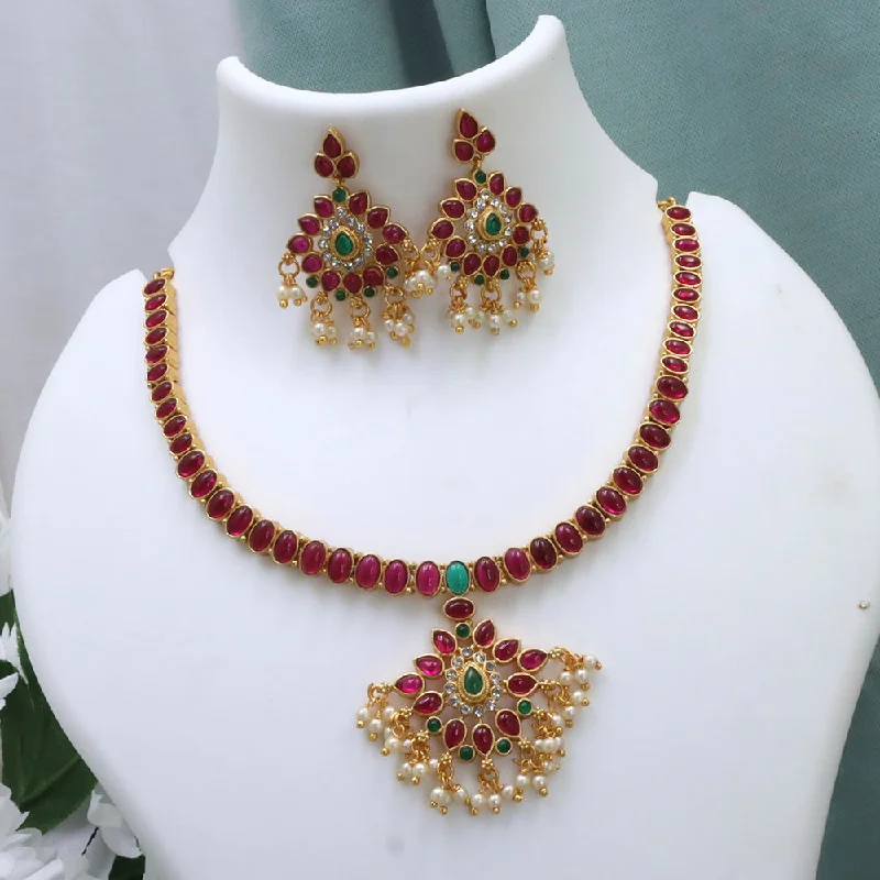 women’s unique pendant necklaces-Diksha Collection Gold Plated Necklace Set