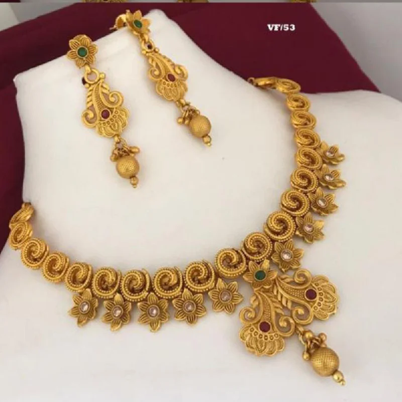 women’s fine necklaces-Sai Fashion Gold Plated Pota Stone Necklace Set