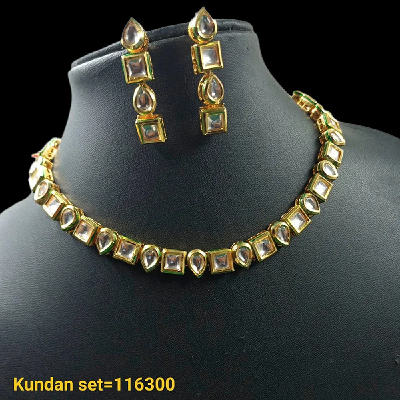 women’s name necklaces-Padmawati Bangles Kundan Stone Gold Plated Necklace Set