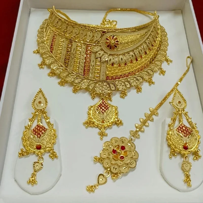 women’s handmade necklaces-Pari Art Jewellery Forming Gold Necklace Set