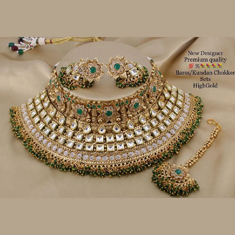 women’s emerald necklaces-Manisha Jewellery Gold Plated Kundan Stone Necklace Set