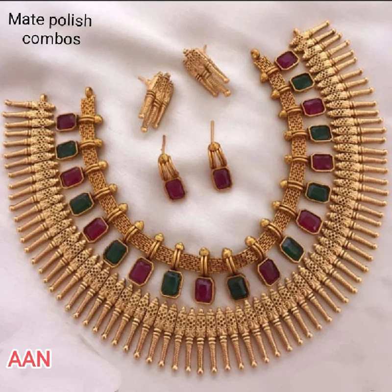 women’s ethnic necklaces-Lucentarts Jewellery Pota Gold Plated Necklace Set