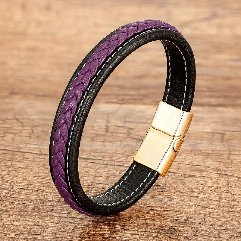 Purple and Black Leather Rope