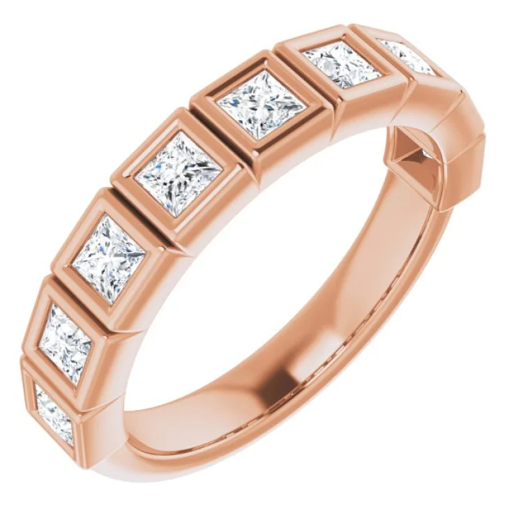 women’s heart-shaped rings-14K Rose 3/4 CTW Natural Diamond Anniversary Band