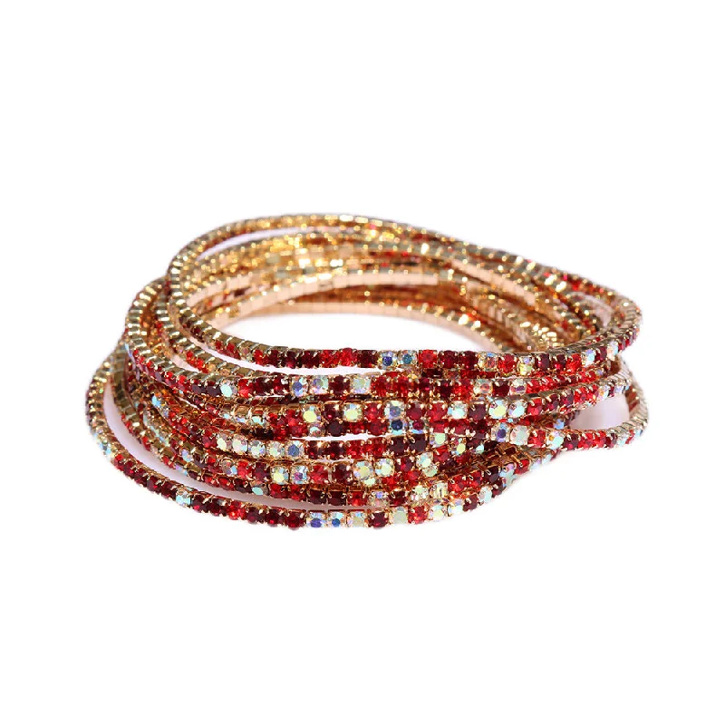 49 Red Mixed Rhinestone (Gold)