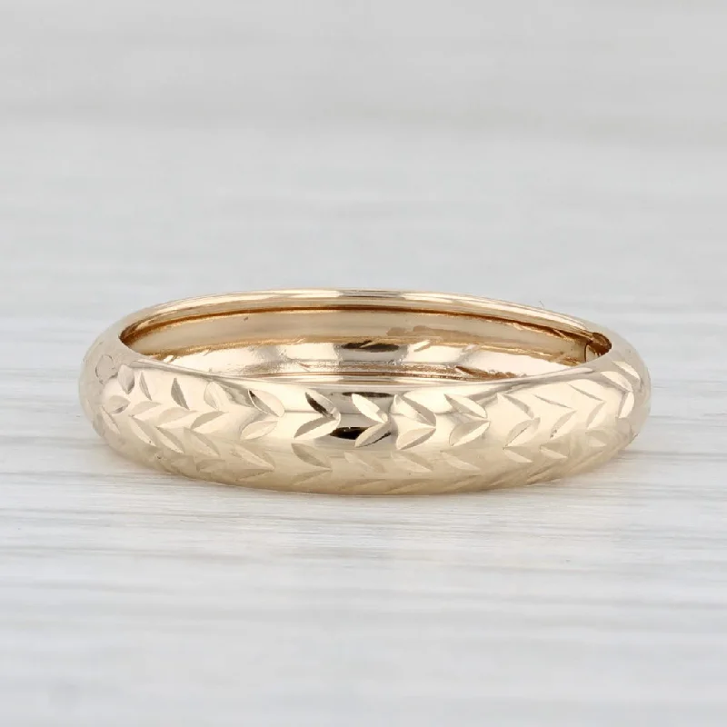 women’s classic engagement rings-Wheat Etched Band 14k Yellow Gold Size 7 Wedding Ring Stackable