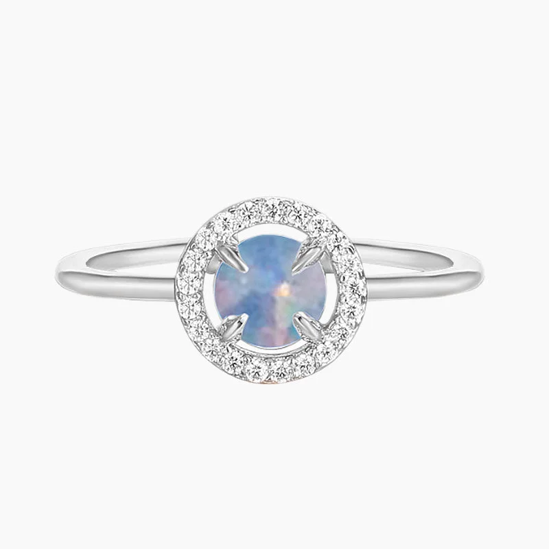 women’s eco-friendly engagement rings-925 Sterling Silver Opal Wedding Ring