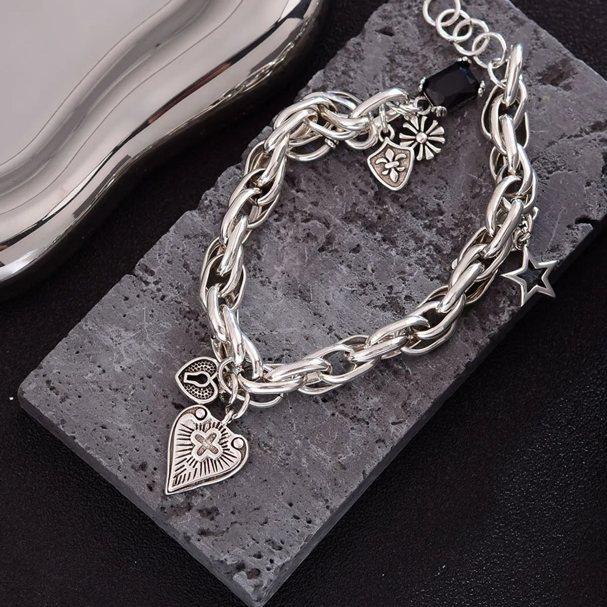 women’s bold bracelets-Basic Modern Style Classic Style Pentagram Heart Shape Copper Women'S Bracelets