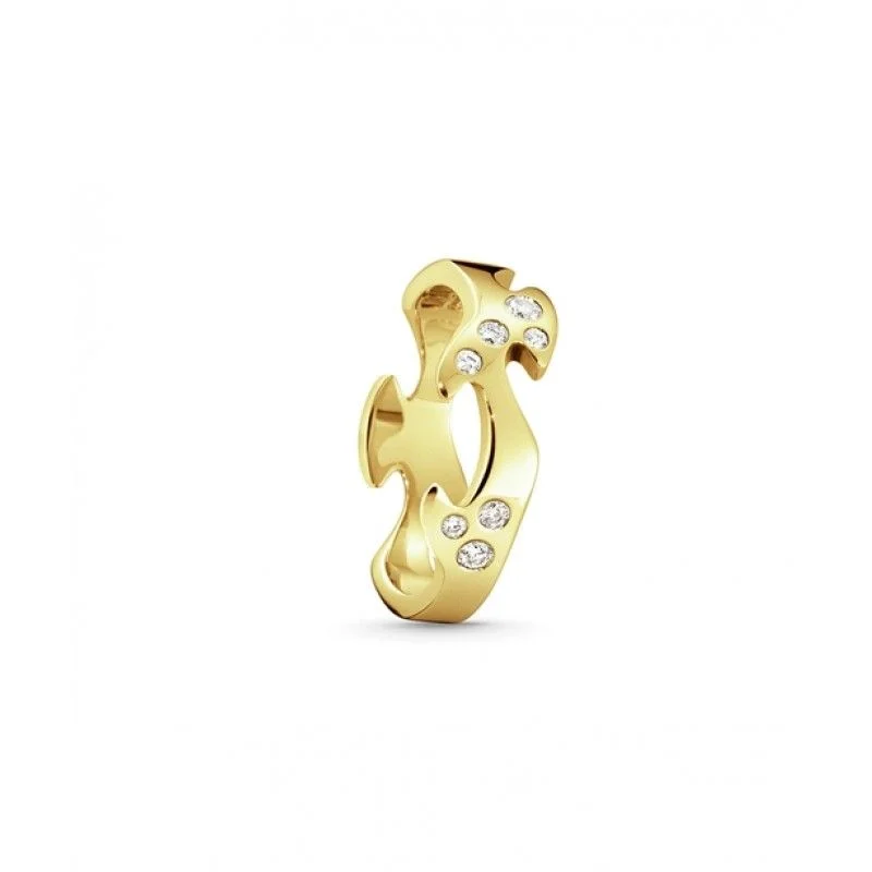 women’s unique rings-Fusion middle 18K Gold Ring w. Diamonds