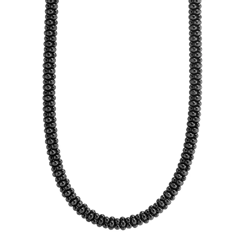 women’s heart necklaces-Black Caviar Beaded Necklace