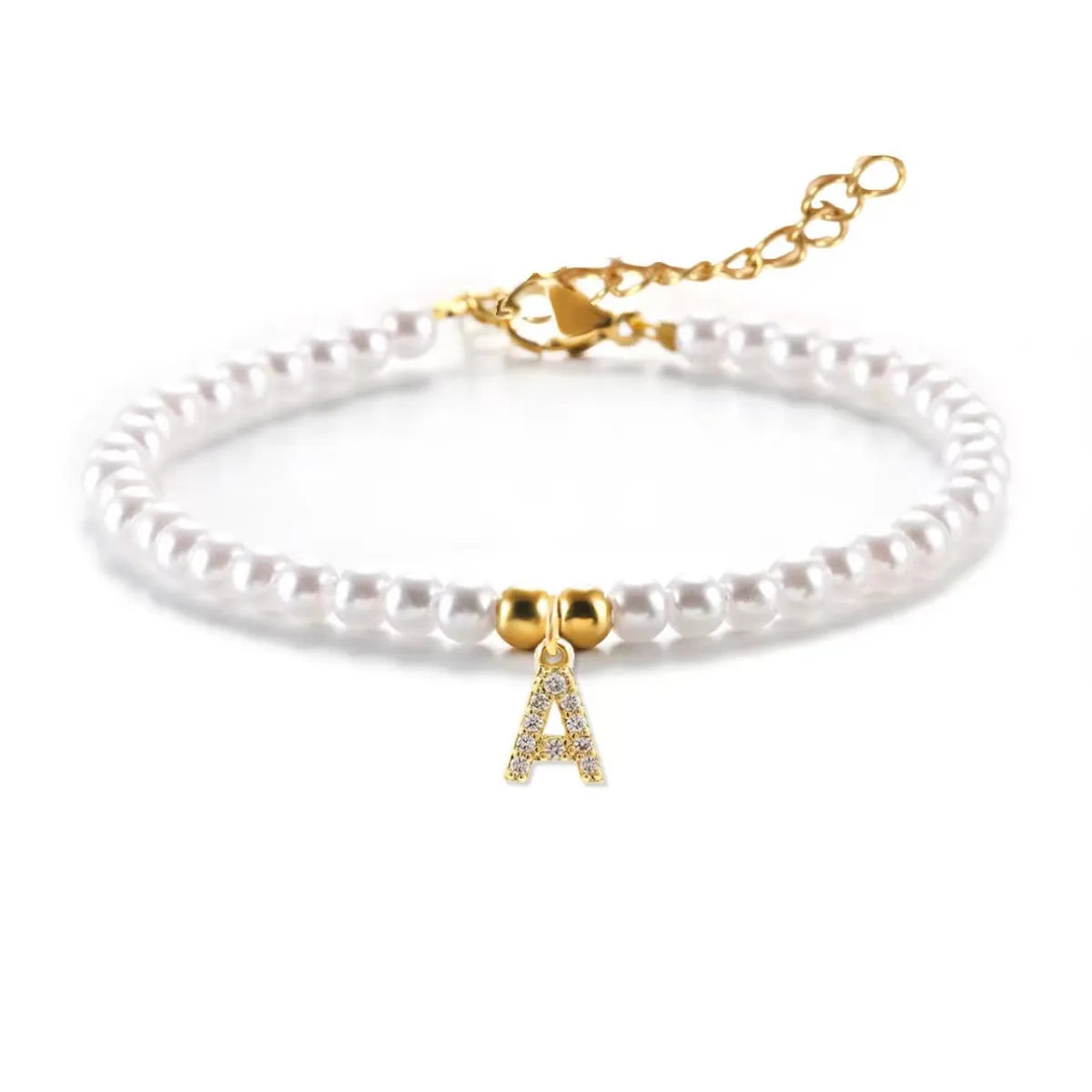 Pearl Bracelet Letter A