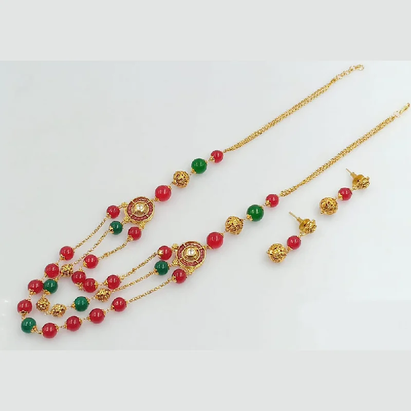 women’s wedding necklaces-Manisha Jewellery Gold Plated Beads Necklace Set