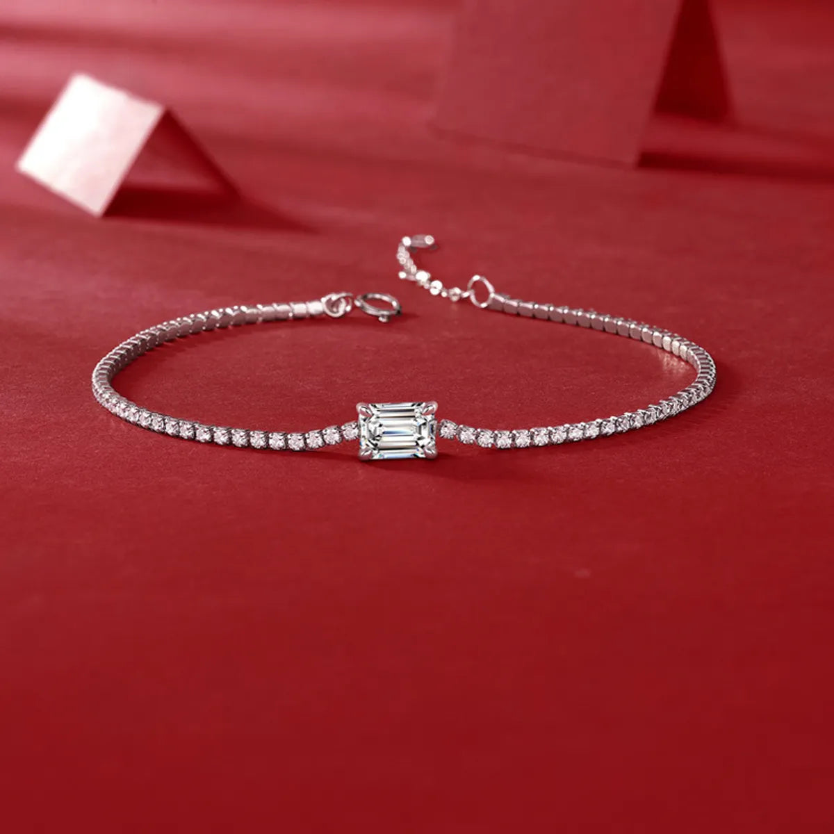 women’s handmade bracelets-Elegant Square Sterling Silver Moissanite Tennis Bracelet In Bulk