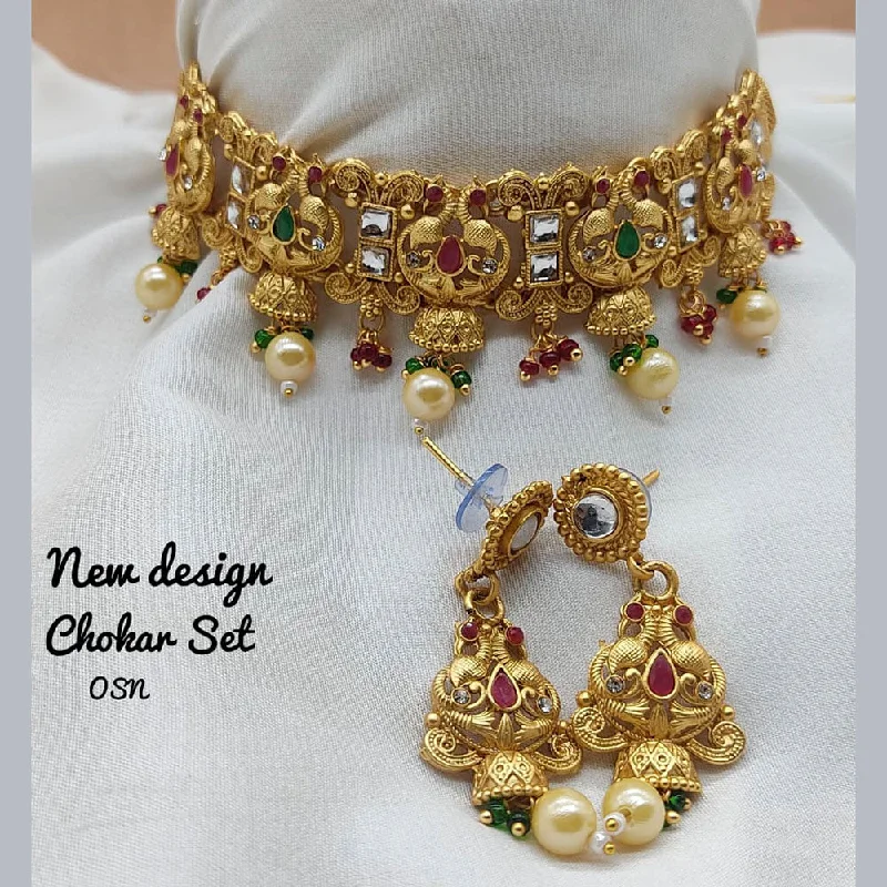 women’s birthstone necklaces-Lucentarts Jewellery Kundan Choker Necklace Set