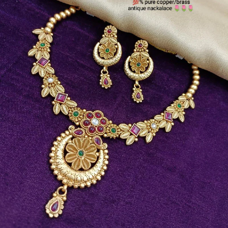 women’s luxury chain necklaces-Manisha Jewellery Gold Plated Traditional Necklace Set