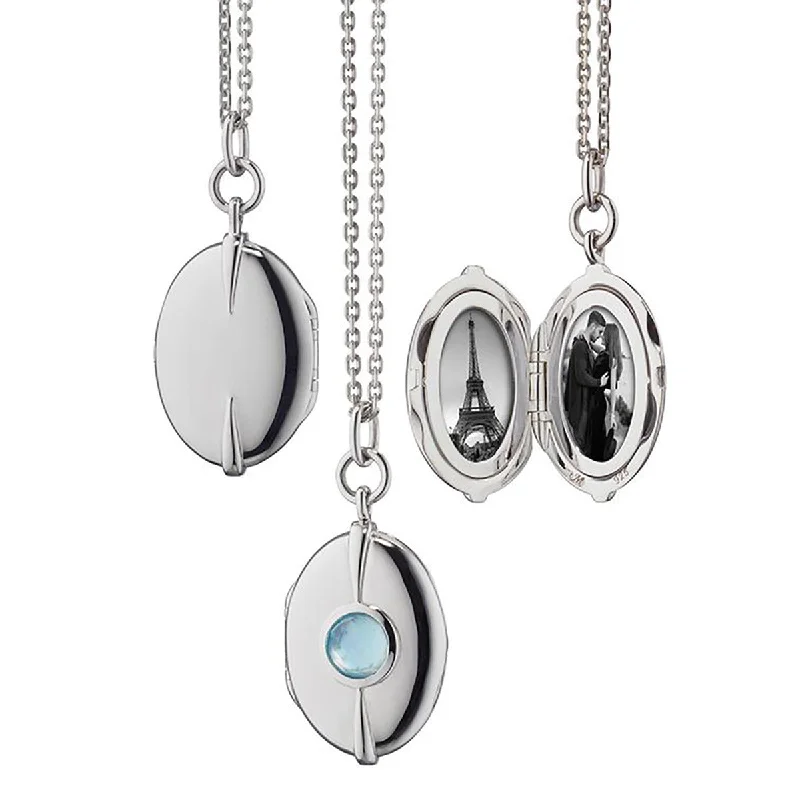 women’s engraved necklaces-Ava Stone Locket Necklace