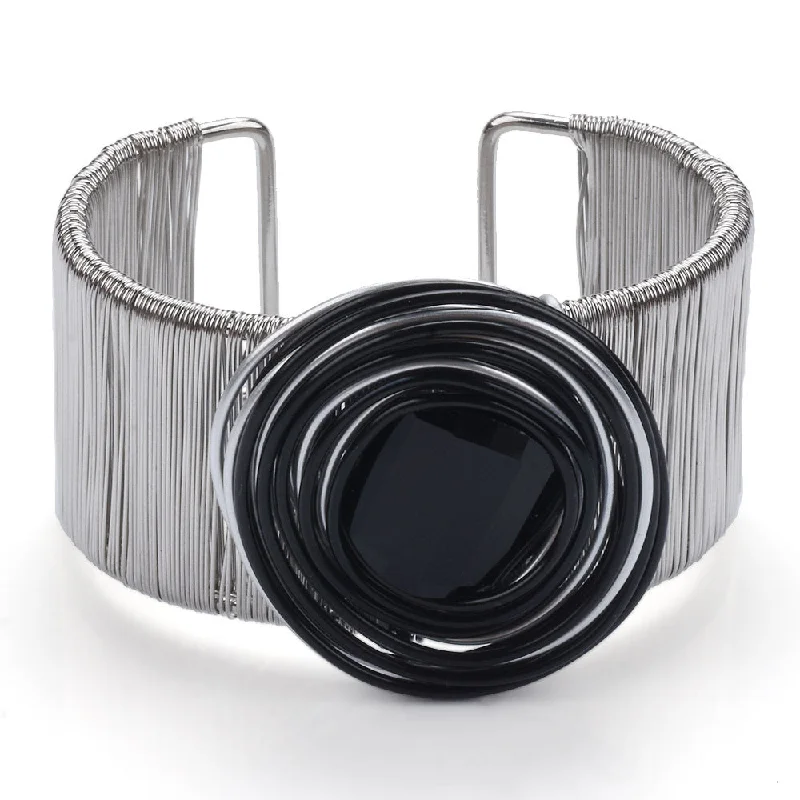 Single Ring Silver Black